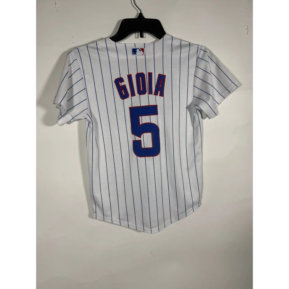Nike Chicago Cubs Pinstripe Baseball Jersey Kids Small 8 Gioia 5 White Blue